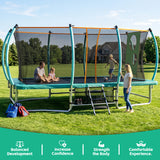 MERSCO 10x16FT Green Premium Rectangle Trampoline with Basketball Hoop