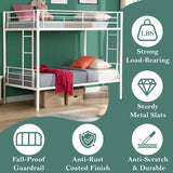 Netrum Twin over Twin Bunk Beds,Twin Bunk beds with Ladder & Guardrail,Metal Bunk Beds Frame with Bottom Storage Space for Adults Bedroom,Dorm,Guest Room,White