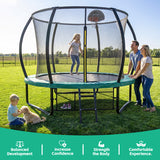 MERSCO 10FT Green Pumpkin Outdoor Trampoline with Built-in Basketball Hoop