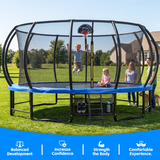 MERSCO 16FT Blue Pumpkin Trampoline - Giant Backyard Fun for All
