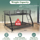Netrum Bunk Beds Twin over Full,Twin over Full Bunk Bed with Ladder & Guardrail,Heavy Duty Metal Full Size Bunk Beds Frame for Adults Bedroom,Dorm,Guest Room,Black