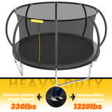 Mersco 14ft Trampoline for Kids and Adults, Pumpkin Outdoor Trampoline with Enclosure and Net, Kids Trampoline 1320lbs Loading,Birthday Gifts,Black