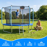 MERSCO 10FT Blue Super Series Trampoline - Anti-Collision Curved Pole Design