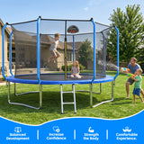 MERSCO 12FT Blue Super Series Trampoline - Safety Curved Pole Design