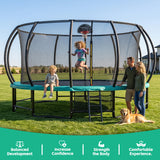 Trampolín grande de 15 pies para patio trasero con revestimiento antioxidante