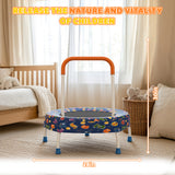 MERSCO 28" Deep Blue Printed Toddler Trampoline with Padded Safety Handle