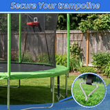 MERSCO 4-Pack Windproof Trampoline Stakes Anchor Kit - Heavy Duty Steel Spiral Ground Anchors with Tie Down Straps for Trampolines, Tents, Sheds & Playsets (Silver)