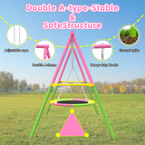 Mersco Swing Set for Backyard with Stand, Swing Heavy Duty 440lbs Metal Outdoor Swing Stand, 38" Saucer Swing for Playground, Backyard Playset,pink