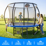 MERSCO 10FT Blue Pumpkin Outdoor Trampoline for Family with Safety Net
