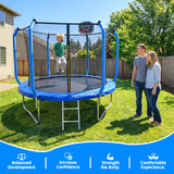 MERSCO 8FT Blue Junior Trampoline - Compact Design with Basketball Hoop