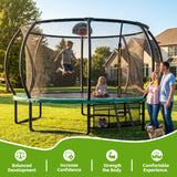 MERSCO 12FT Green Pumpkin Trampoline with Basketball Hoop
