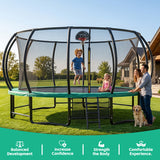 MERSCO 16FT Green Pumpkin Trampoline - Extra Sturdy Family Size