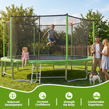 MERSCO 15FT Green Trampoline - Premium 6-Leg Support & Basketball Set