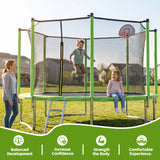 MERSCO 12FT Green Trampoline - Storm-Ready Frame & Impact-Shield Net