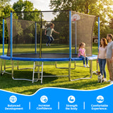 MERSCO 15FT Blue Trampoline - Ultra-Durable 6-Leg Frame with Rigid Hoop
