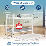 Netrum Twin over Twin Bunk Bed with Trundle for,Twin Bunk beds with Ladder & Guardrail,Triple Metal Bunk Beds Frame with Bottom Storage Space for Adults Bedroom,Dorm,Guest Room,White