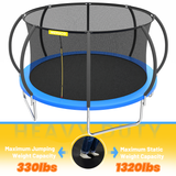 Mersco 14ft Trampoline for Kids and Adults,Pumpkin Outdoor Trampoline with Enclosure and Net,Kids Trampoline 1320lbs Loading,Birthday Gifts,Blue