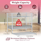 Netrum Twin over Twin Bunk Bed with Trundle,Twin Bunk beds with Ladder & Guardrail,Triple Metal Bunk Beds Frame with Bottom Storage Space for Adults Bedroom,Dorm,Guest Room,Silver