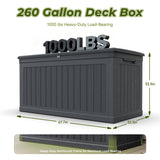 MERSCO 260 Gallon Jumbo Double-Wall Resin Deck Box - Black