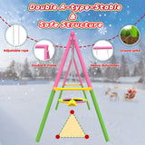 Mersco Swing Set for Backyard with Stand, Swing Heavy Duty 440lbs Metal Outdoor Swing Stand, Contain 1 Saucer 32" & 1 Belt Seat 26.2" for Playground, Backyard Playset,Pink