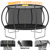 Mersco 14ft Trampoline for Kids and Adults, Pumpkin Outdoor Trampoline with Enclosure and Net, Kids Trampoline 1320lbs Loading,Birthday Gifts,Black
