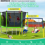 Mersco 10FT Heavy Duty Trampoline with Enclosure Net & Swing Set Outdoor Big Trampoline for Backyard, Kids Trampoline with Basketball Hoop, 960LBS Capacity,Birthday & Holiday Gifts for Kids,Green