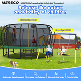 Mersco 16FT Heavy Duty Trampoline with Enclosure Net & Swing Set Outdoor Big Trampoline for Backyard, Kids Trampoline with Basketball Hoop, 1320LBS Capacity (Green)
