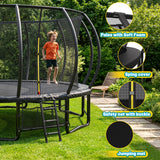 MERSCO 16FT Pumpkin Trampoline with Safety Enclosure Net, Basketball Hoop & 16x7FT Soccer Goal Post Set, All-Weather Backyard Sports Combo Training Center for Kids & Adults
