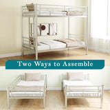 Netrum Twin over Twin Bunk Beds,Twin Bunk beds with Ladder & Guardrail,Metal Bunk Beds Frame with Bottom Storage Space for Adults Bedroom,Dorm,Guest Room,Silver