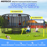Mersco 16FT Heavy Duty Trampoline with Enclosure Net & Swing Set Outdoor Big Trampoline for Backyard, Kids Trampoline with Basketball Hoop, 1320LBS Capacity (Black)