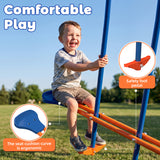 MERSCO 6-in-1 Backyard Swing Set with Slide - Blue & Orange