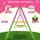 MERSCO 2-in-1 Double Swing Set with Pink Saucer and Belt Seat