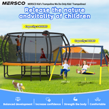 Mersco 14FT Heavy Duty Trampoline with Enclosure Net & Swing Set Outdoor Big Trampoline for Backyard, Kids Trampoline with Basketball Hoop, 1320LBS Capacity (Multicolor)