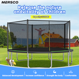Mersco 14ft Heavy Duty Outdoor Trampoline for Kids, Backyard Trampoline with Basketball Hoop and Enclosure Net, Loading 1320 lbs,Green