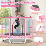 Pink 55" Handle Kids Indoor ToddlersTrampoline With Hoop