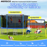 Mersco 14FT Heavy Duty Trampoline with Enclosure Net & Swing Set Outdoor Big Trampoline for Backyard,Kids Trampoline with Basketball Hoop,1320LBS Capacity,Birthday & Holiday Gifts for Kids,Blue