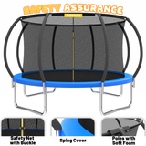 Mersco 14ft Trampoline for Kids and Adults,Pumpkin Outdoor Trampoline with Enclosure and Net,Kids Trampoline 1320lbs Loading,Birthday Gifts,Blue