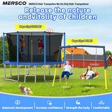 "Mersco 12FT Heavy Duty Trampoline with Enclosure Net & Swing Set Outdoor Big Trampoline for Backyard,Kids Trampoline with Basketball Hoop,1320LBS Capacity,Birthday & Holiday Gifts for Kids,Blue "
