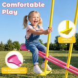 MERSCO 6-in-1 Backyard Swing Set with Slide - Pink & Green