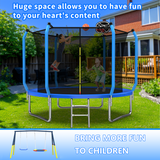 Mersco 8FT Trampoline with Enclosure Net,Swing Set, Outdoor Trampoline with Basketball Hoop for Kid,1320 LBS Trampoline with Swing Set for Backyard,Birthday & Holiday Gifts for Kids,Blue