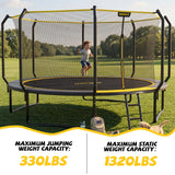 MERSCO 14FT Heavy Duty Outdoor Trampoline with Anti-Collision Curved Poles and Ladder