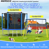 Mersco 8FT Heavy Duty Trampoline with Enclosure Net & Swing Set Outdoor Big Trampoline for Backyard,Kids Trampoline with Basketball Hoop,960LBS Capacity,Birthday & Holiday Gifts for Kids,Blue