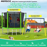 Mersco 8FT Heavy Duty Trampoline with Enclosure Net & Swing Set Outdoor Big Trampoline for Backyard, Kids Trampoline with Basketball Hoop, 960LBS Capacity,Birthday & Holiday Gifts for Kids,Green