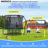 Mersco 10FT Heavy Duty Trampoline with Enclosure Net & Swing Set Outdoor Big Trampoline for Backyard, Kids Trampoline with Basketball Hoop, 960LBS Capacity (Green)