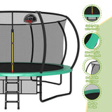 MERSCO 14FT Green Pumpkin Trampoline - All-Weather Backyard Fun