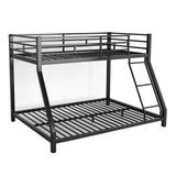Netrum Bunk Beds Twin over Full,Twin over Full Bunk Bed with Ladder & Guardrail,Heavy Duty Metal Full Size Bunk Beds Frame for Adults Bedroom,Dorm,Guest Room,Black