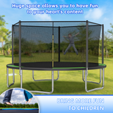Mersco 14ft Heavy Duty Outdoor Trampoline for Kids, Backyard Trampoline with Basketball Hoop and Enclosure Net, Loading 1320 lbs,Green