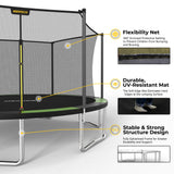 MERSCO 15FT Heavy Duty Outdoor Trampoline with Enclosure Net - Black Green