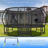 Mersco 16FT Heavy Duty Trampoline with Enclosure Net & Swing Set Outdoor Big Trampoline for Backyard, Kids Trampoline with Basketball Hoop, 1320LBS Capacity (Black)