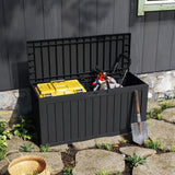 Cirui 72 Gallon Outdoor Storage Box with Lockable Lid, Waterproof & UV Resistant Patio Plastic Deck Box with Side Handles, Home Storage Box for Patio, Cushions,Toys, Black